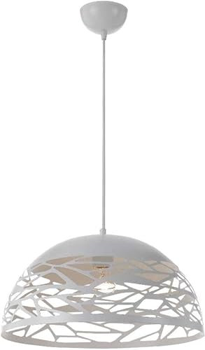 Vetrineinrete® Lampadario a sospensione da soffitto con paralume in metallo traforato design contemporaneo moderno lampada da soffitto cucina soggiorno (Bianco) Z69