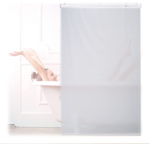 Relaxdays Bathroom Roller Blind, for Shower & Bathtub, Water Repellent, Quick Drying, Ceiling & Window, 100x240cm, White