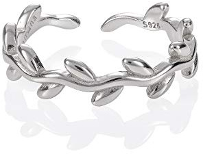 namana Justerbar tåring i 925 sterling silver för kvinnor, silver, guld eller roséguld i ett bladmönster, justerbara vinstockar tåringar, midi-ringar eller rosa ringar för kvinnor och tonårsflickor