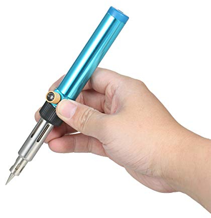 VISLONE Saldatore portatile a gas saldatore butano con fiamma regolabile 2370 ℉ ad alta temperatura per elettronica brucia legno