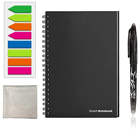 GUYUCOM Reusable Smart Notebook, Digital notepad A6 Lined Dotted with Erasable Pen and Wipe for Quick Sketch Cloud Storage and Reuse Endlessly.