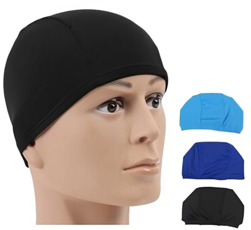 LATRAT 3 Cuffia Nuoto in Tinta Unita in Tessuto di Cuffia da Bagno Unisex Antiscivolo per Piscina per Capelli Lunghi e Corti Atleti