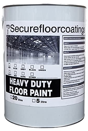 Secure Floor Coatings 5L Heavy duty Paint suitable for Concrete floors, Wood, Metal For Driveways, Sheds, Warehouses (Light Grey)