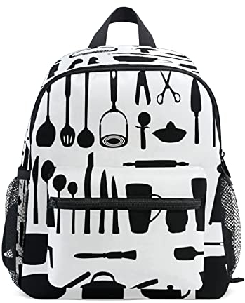 Sac à dos pour enfant avec motif ustensiles de cuisine et sangle de poitrine