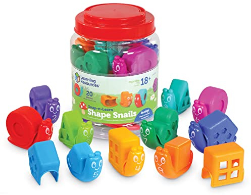 Learning Resources Snap-n-Learn Formen-Schnecken, Kleinkind-Aktivitäten, Lernspielzeug, Farben-Set, Spielzeug zum Lernen, 20-teilig, ab 18 Monaten, Mehrfarbig