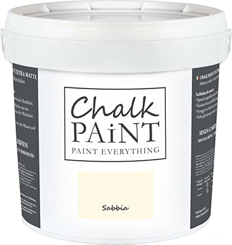 Chalk Paint Everything® Sabbia Kreidefarbe Wasserbasis für Alle Oberflächen einfach zu verarbeiten ohne schlechten Geruch - Chalk Paint Extra Matt (5 Liter)