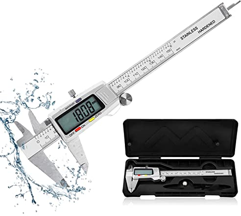 Messschieber Digital, 150 mm Edelstahl Schieblehre Messwerkzeuge mit Großer LCD-Bildschirm