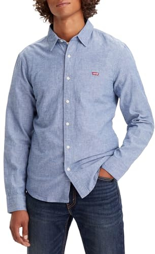 Levi's Long-Sleeve Battery Housemark Slim Camisa, Navy Peony, M Hombre