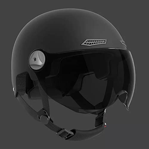 Retro Open Face MC-hjälmar Med Visir, Vintage Motorcykelhalvhjälm ECE/DOT-godkänd, Cykelhalvansiktshjälm, Skull Cap-hjälm, Street Bike City Ridhjälm Herr Damer (Color : G, Size : Adjustable head cir