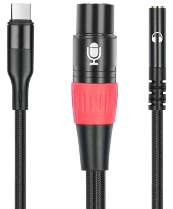 HUALEU 3.3FT USB C to XLR Female Mic Cable & 3.5mm (1/8) Female Stereo Out,XLR-to-USB C Digital Interface with Headphone Jack,for iPhone 15 Google Huawei Phone