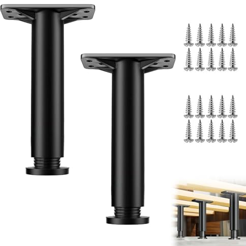 Rakiuty Pieds de Lit Réglable,22-42cm Pied de Meuble Salle de Bain Pied,Pieds de Meuble,Pieds de Meubles Réglables,pour Table Chaise Armoires Canapé Jambe,Noir,2 Pièces