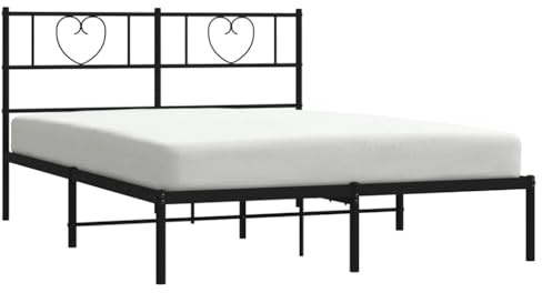 vidaXL Bettgestell mit Kopfteil Metall Schwarz 160x200 cm