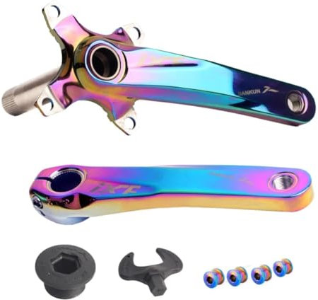 1 Paar Fahrrad-Kurbelgarnitur, Aluminiumlegierung, Singlespeed, langlebig, Diamantloch, Fahrrad-Kurbelarm, passend für Mountainbike, Rennrad, schmal, breit, CNC-Fahrrad, 170 mm Kurbelgarnitur (bunte