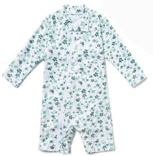 Mazuliso Bebé Niña Traje de Baño Tejidos Reciclados con Cremallera Larga UV una Pieza Manga Larga(GüBlumen,86-92 CM)