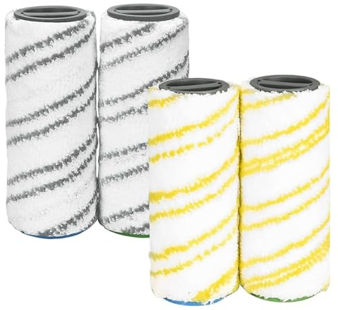 4 Stück Ersatzrollen für Kärcher, Walzenset für Karcher FC7 FC5 FC3 FC3D EWM2, 2.055-007.0/2.055-006.0 （Gelb + Grau）