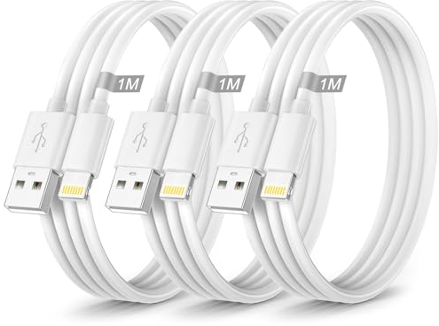 Câble iPhone 1M Lot de 3, Câble Chargeur iPhone 1M[MFi Certifié], Cable Lightning USB Cordon i-Phone Fil Chargeur Phone Cable Phone Charge Rapide pour iPhone 14 13 12 11 Pro Max/XS/XR/SE/8/7/6/5,iPad