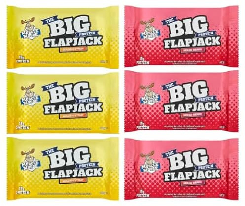 MM Big Protein Flapjack – Pack of 6 (3x Mixed Berry & 3x Golden Syrup) | High Protein Snack Bar for Energy & Muscle Recovery | Post-Workout, Gym & On-the-Go Nutrition