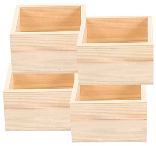 Parliky Set 4 Casse Di Legno Non Finite 10x10x6 Cm Scatole Organizer Piccole Per Riporre Oggetti Artigianali Da Scrivania Multifunzione Per Casa e Ufficio
