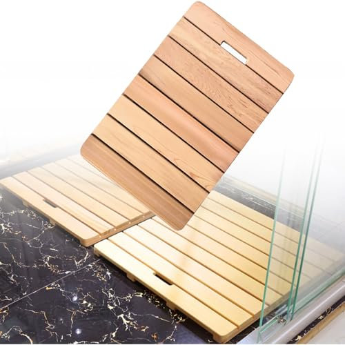 Caillebotis Bois Tapis de Douche Antidérapant, Caillebotis Douche Carré Caillebotis Exterieur, Protection Solaire, Tapis de Bagnoire Antiglisse Sécurité pour Salle de Bain, Piscine, Sauna(Dark color,5