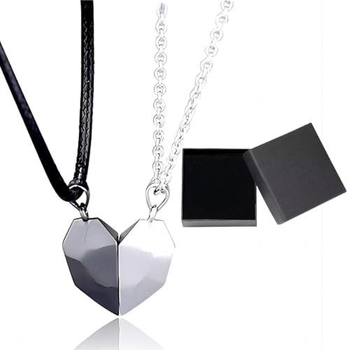 Chaîne Cadeaux Couple, Chaîne Partenaire Cœur Magnétique, Collier Amitié pour Hommes Femmes Cadeau, Collier d'Amitié pour 2, Cadeau Saint Valentin