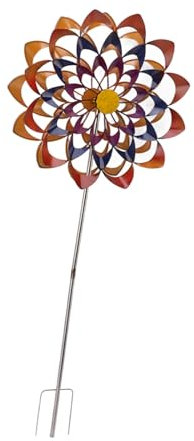 Moulin à Vent 3D coloré en Métal pour Décoration de Jardin Extérieur – Moulin à Vent à Fleurs Multicolores pour Pelouse et Jardin – Art de Cour Vibrant