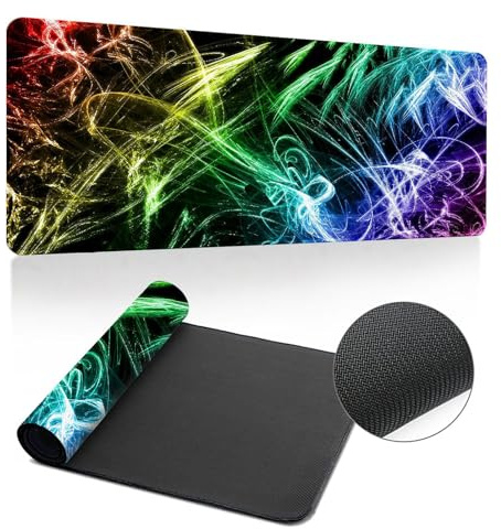 Hearda Mauspad XXL/XL/L, 3D Landschaftsdrucke Gaming Mauspad, Mauspad mit Anti - Rutsch Gummiboden, Vernähte Kanten Mousepad, Abstraktes Mouse pad für Büro, Zuhause (800x300x3mm,Laser)