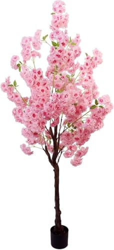 Künstlicher Kirschblütenbaum, 1,8 m, Kunstkirschbaum in Rosa im Topf, Kunstbaum for Zuhause, Garten, Büro, Party, Hochzeitsdekoration