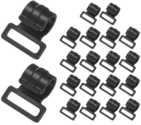 TIXIPEM Zeltstangen-Clips, 1,1 cm, C-förmige Klemme, Verwendung für Camping, Markisen, Zelte und Vordächer, Stangen – [POM-Kunststoff] Zeltstangen-Befestigungsclips, Gurtband-Klemme, 20 Stück