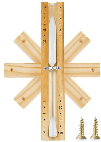DICOSMETIC 1Pc Sauna Hourglass Sand Timer 15 Minute Wooden Sand Watch White Sands Clock Rotating Sands Timer for SPA Room Bathroom Home Office Desk Decor