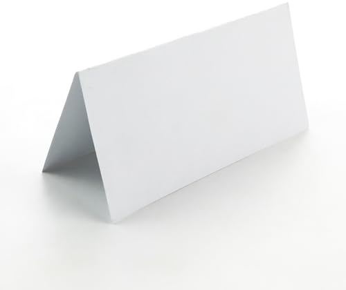 100 Pcs White Name Place Cards | Blank Folded Table Place Card for Party, Wedding | Name Cards for Table Setting | 10x10cm