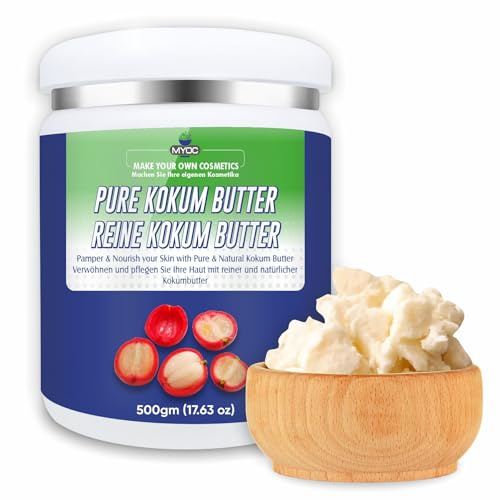 Myoc Kokum Butter – Kosmetikqualität | Harte, pflanzliche Butter für Balsame, Riegel, Cremes und DIY-Hautpflegeformulierungen | Stabil, nicht fettend, ohne Zusatzstoffe – 500 g