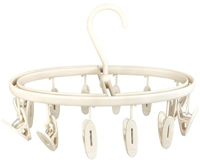 Foyer Nuage Premium Portable Travel Foldable Clothes Drying Hanger with 12 Clips, Anti-Rusty Plastic Drying Rack for Socks, Lingeries, Delicates and Baby Clothes