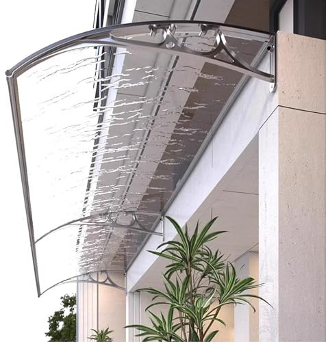Toldo curvado para puerta de 60 x 70 cm, de policarbonato, resistente a la intemperie, para protección de fachadas del hogar