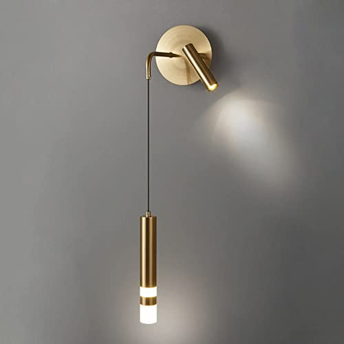 Spotlight a LED, lampade a Parete Dorate a LED da 8 W con Luce di Lettura, Corpo lampade in Ferro battuto + Illuminazione da Parete del Paralume Acrilico, Parete per Letto, Sala da Studio