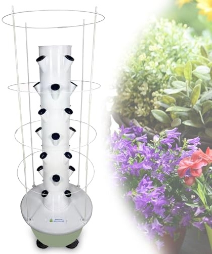 Colonne hydroponique pour jardin potager Tour Jardin Hydroponique Réservoir 30L, Kit Aéroponique Professionnel pour Fruits Légumes Facile à Assembler 9-Layer36Pots-HydroponicTower+ClimbingFrame