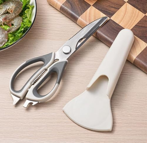 Forbici da Cucina Multiuso in Acciaio Inox, Taglia Carne ed Erbe, con Apribottiglie e Supporto Magnetico