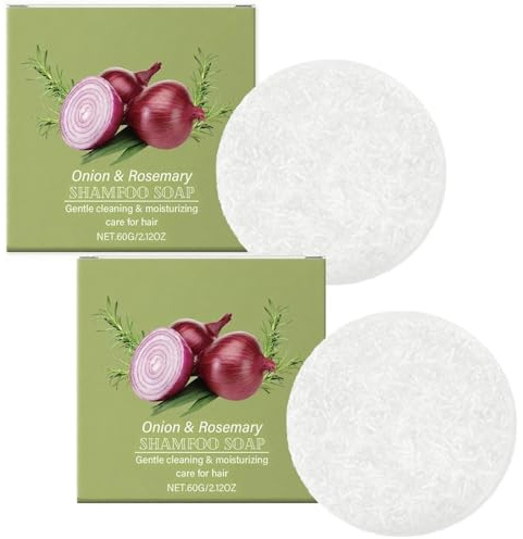 Champú de cebolla y romero, jabón capilar de cebolla y romero, alivia la sequedad y el frizz, dejando el cabello suave y brillante. (2pcs)