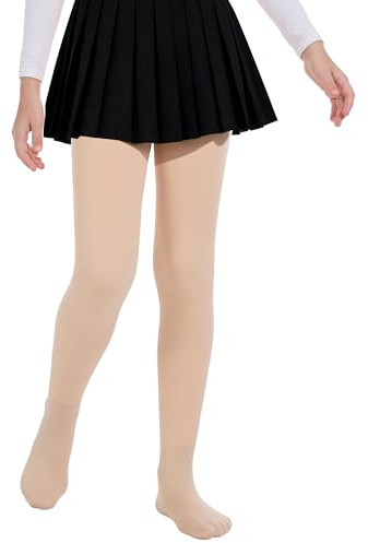 ANTLOOWW Medias con pies para niñas, medias térmicas gruesas con forro polar, negro, blanco, albaricoque (FR/ES, Edad, 3 años, 4 años, Regular, Beige)