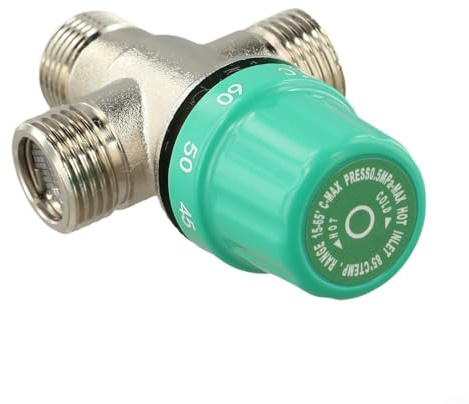 Valvola miscelatrice termostatica in rame, con filtro integrato e funzione di arresto dell'acqua, per controllo della temperatura dell'acqua calda e fredda, 20-65 °C, interfaccia da 1/2 (B)