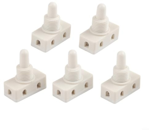 5 pezzi bianco autobloccante interruttore a pulsante 2A 250V plastica on-off interruttore lampada con terminale a vite adatto per scrivania e camera da letto lampade forniture per la casa