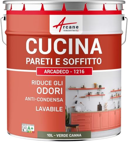 Vernice per cucina lavabile, muro e soffitto: ARCADECO - 1216 - Verde giunco - RAL 6013 - ARCANE INDUSTRIES