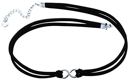 Yumilok Frauen Damen Mädchen Choker Halskette mit Infinity Unendlichkeit Symbol Anhänger Halsband Schwarz Seil Kette