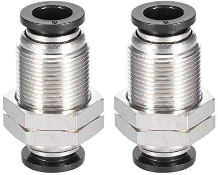 sourcing map Straight Pneumatic Push to Quick Connect Fittings Bulkhead Union 8mm Tube OD X 8mm Tube OD 2pcs