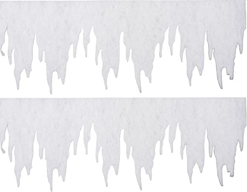 naninoa Winterdeko EISZAPFEN - GIRLANDEN. 2 Stück. Ca 98 x 30cm. Aus SCHNEEWATTE, ca 1cm dick. Schneegirlande, Eiszapfengirlande.