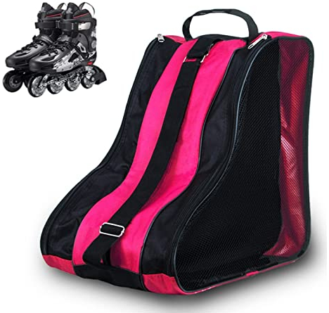 GLAITC Rollschuhtasche, Rollertasche, Unisex, mit verstellbarem Schultergurt, Transporttasche für Schlittschuhe, für Damen, Herren, Kinder, Rosa