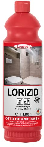 Loritol Lorizid Sanitärreiniger 1L, Badreiniger extra stark | Reinigungsmittel für Bad, WC Toilette, gegen Kalk, Schmutz, Urinstein, entfernt auch hartnäckige Verunreinigungen