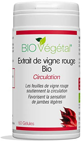 Phyto Sud Extrait de Vigne Rouge Bio 750 mg - Titré à 20% de Polyphénols - Complément Alimentaire pour Améliorer la Circulation Sanguine et Jambes Lourdes - Vigne Rouge Circulation - 60 gélules