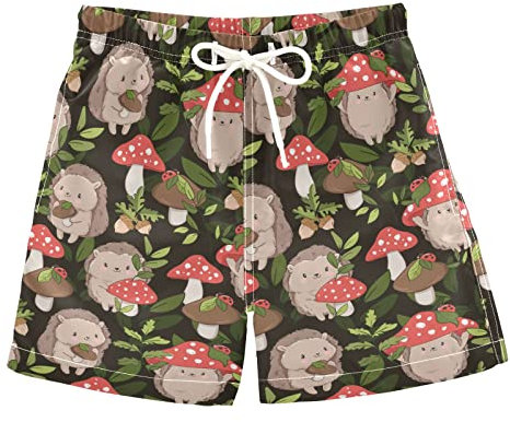 Wudan Kawaii Shar Pei Hunde-Badehose, blau, für Jungen, Kleinkinder, Schwimmbrett, Shorts, Teenager, Kinder, Strandurlaub, 3–16 Jahre, Niedlicher Baby-Igelpilz für den Herbst, 14-16 Jahre