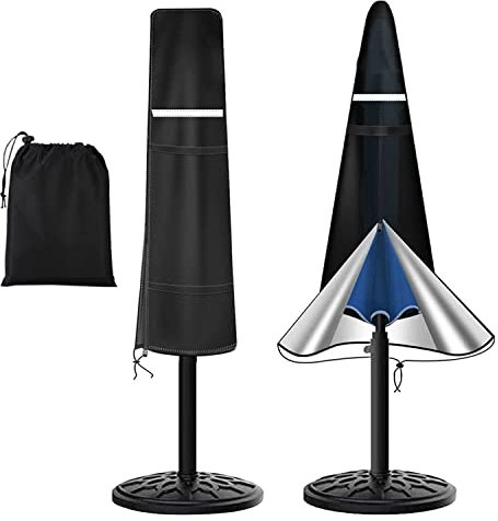 Patio Umbrella Cover Waterproof Umbrella Covers for Outdoor Umbrellas for 6ft to 9ft Outdoor Table Umbrellas Protective Garden Market Parasol Umbrellas Cover with Zipper, Durable Windproof UV, Black