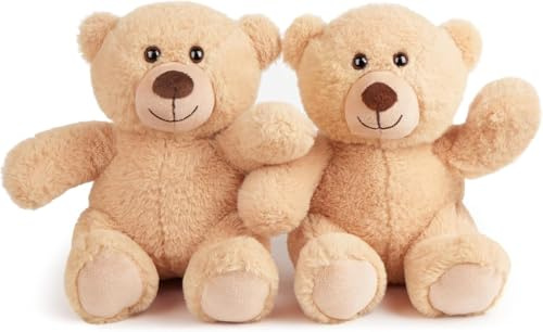 LotFancy Teddy Bear Stuffed Animal 2 Pack, 20cm Small Teddy Bear Bulk, Baby Bear Plush Toy for Baby Shower Decoratin, Easter Gift